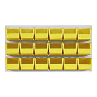 Quantum 36" x 19" Oyster White Steel Louvered Panel with (18) 10 7/8" x 5 1/2" x 5" Yellow Bins QLP-3619HC-230-18YL