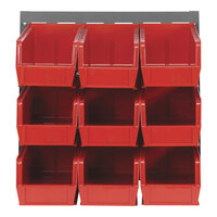 Quantum 18" x 19" Gray Steel Louvered Panel with (9) 10 7/8" x 5 1/2" x 5" Red Bins QLP-1819-230-9RD
