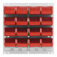 Quantum 18" x 19" Oyster White Steel Louvered Panel with (16) 5 3/8" x 4 1/8" x 3" Red Bins QLP-1819HC-210-16RD