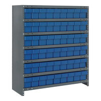 Quantum Super Tuff 36" x 18" x 39" Steel Closed 7-Shelf Euro Drawer Shelving System with (54) 17 7/8" x 3 3/4" x 4 5/8"  Bins 