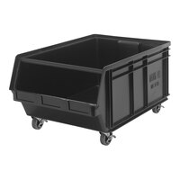 Quantum Magnum 29" x 18 3/8" x 14 7/8" Black Mobile Storage Tote Bin QMS843MOBBK