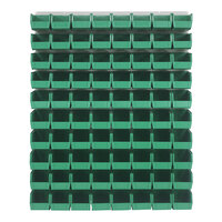 Quantum 48" x 61" Oyster White Steel Louvered Panel with (80) 10 7/8" x 5 1/2" x 5" Green Bins QLP-4861HC-230-80GN
