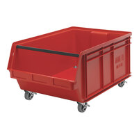 Quantum Magnum 29" x 18 3/8" x 14 7/8" Red Mobile Storage Tote Bin QMS843MOBRD