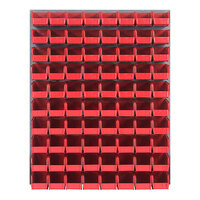 Quantum 48" x 61" Gray Steel Louvered Panel with (80) 10 7/8" x 5 1/2" x 5" Red Bins QLP-4861-230-80RD