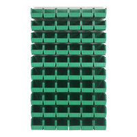 Quantum 36" x 61" Oyster White Steel Louvered Panel with (60) 10 7/8" x 5 1/2" x 5" Green Bins QLP-3661HC-230-60GN