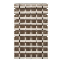 Quantum 36" x 61" Oyster White Steel Louvered Panel with (60) 10 7/8" x 5 1/2" x 5" Ivory Bins QLP-3661HC-230-60IV