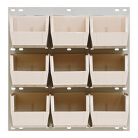 Quantum 18" x 19" Oyster White Steel Louvered Panel with (9) 10 7/8" x 5 1/2" x 5" Ivory Bins QLP-1819HC-230-9IV