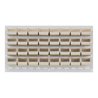 Quantum 36" x 19" Oyster White Steel Louvered Panel with (32) 7 3/8" x 4 1/8" x 3" Ivory Bins QLP-3619HC-220-32IV