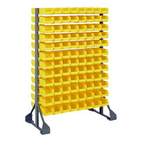 Quantum 36" x 20" x 53" Gray Steel Double-Sided Rail Rack with (192) 7 3/8" x 4 1/8" x 3" Yellow Bins and (12) Rails QRU-12D-220-192YL