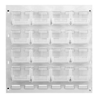 Quantum 18" x 19" Oyster White Steel Louvered Panel with (16) 7 3/8" x 4 1/8" x 3" Clear Bins QLP-1819HC-220-16CL