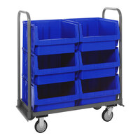 Quantum Magnum 42" x 18" x 47" Tote Truck with (6) 19 3/4" x 18 3/8" x 11 7/8" Blue Bins and Casters MTT-1842-543BL