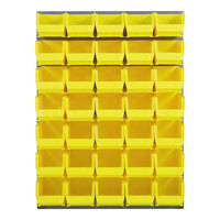 Quantum 48" x 61" Gray Steel Louvered Panel with (35) 14 3/4" x 8 1/4" x 7" Yellow Bins QLP-4861-240-35YL