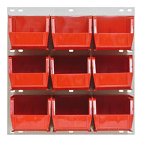 Quantum 18" x 19" Oyster White Steel Louvered Panel with (9) 10 7/8" x 5 1/2" x 5" Red Bins QLP-1819HC-230-9RD