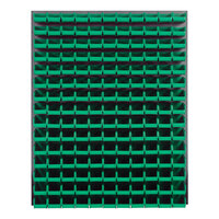 Quantum 48" x 61" Gray Steel Louvered Panel with (165) 7 3/8" x 4 1/8" x 3" Green Bins QLP-4861-220-165GN