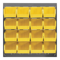 Quantum 18" x 19" Gray Steel Louvered Panel with (16) 5 3/8" x 4 1/8" x 3" Yellow Bins QLP-1819-210-16YL