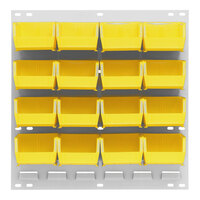 Quantum 18" x 19" Oyster White Steel Louvered Panel with (16) 5 3/8" x 4 1/8" x 3" Yellow Bins QLP-1819HC-210-16YL