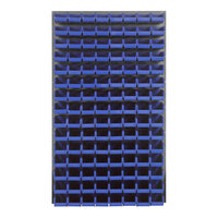Quantum 36" x 61" Gray Steel Louvered Panel with (120) 7 3/8" x 4 1/8" x 3" Blue Bins QLP-3661-220-120BL