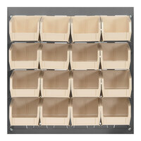 Quantum 18" x 19" Gray Steel Louvered Panel with (16) 5 3/8" x 4 1/8" x 3" Ivory Bins QLP-1819-210-16IV