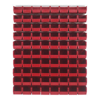 Quantum 48" x 61" Oyster White Steel Louvered Panel with (80) 10 7/8" x 5 1/2" x 5" Red Bins QLP-4861HC-230-80RD