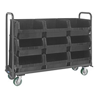 Quantum Magnum 60" x 18" x 47" Tote Truck with (9) 19 3/4" x 18 3/8" x 11 7/8" Black Bins and Casters MTT-1860-543BK