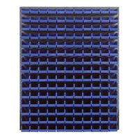 Quantum 48" x 61" Gray Steel Louvered Panel with (165) 7 3/8" x 4 1/8" x 3" Blue Bins QLP-4861-220-165BL