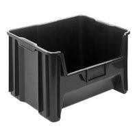 Quantum 15 1/4" x 19 7/8" x 12 7/16" Black Giant Stacking Container QGH700BK