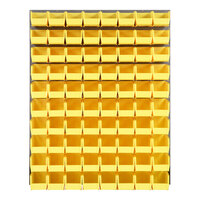 Quantum 48" x 61" Gray Steel Louvered Panel with (80) 10 7/8" x 5 1/2" x 5" Yellow Bins QLP-4861-230-80YL