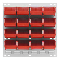 Quantum 18" x 19" Oyster White Steel Louvered Panel with (16) 7 3/8" x 4 1/8" x 3" Red Bins QLP-1819HC-220-16RD