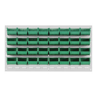 Quantum 36" x 19" Oyster White Steel Louvered Panel with (32) 7 3/8" x 4 1/8" x 3" Green Bins QLP-3619HC-220-32GN