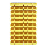 Quantum 36" x 61" Oyster White Steel Louvered Panel with (60) 10 7/8" x 5 1/2" x 5" Yellow Bins QLP-3661HC-230-60YL