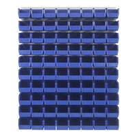 Quantum 48" x 61" Oyster White Steel Louvered Panel with (80) 10 7/8" x 5 1/2" x 5" Blue Bins QLP-4861HC-230-80BL