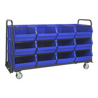 Quantum Magnum 78" x 30" x 47" Tote Truck with (12) 29" x 18 3/8" x 11 7/8" Blue Bins and Casters MTT-3078-743BL