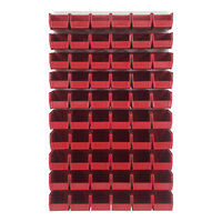 Quantum 36" x 61" Oyster White Steel Louvered Panel with (60) 10 7/8" x 5 1/2" x 5" Red Bins QLP-3661HC-230-60RD
