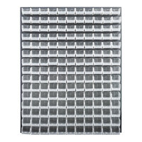 Quantum 48" x 61" Gray Steel Louvered Panel with (165) 7 3/8" x 4 1/8" x 3" Clear Bins QLP-4861-220-165CL