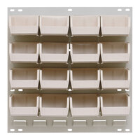 Quantum 18" x 19" Oyster White Steel Louvered Panel with (16) 5 3/8" x 4 1/8" x 3" Ivory Bins QLP-1819HC-210-16IV