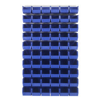 Quantum 36" x 61" Oyster White Steel Louvered Panel with (60) 10 7/8" x 5 1/2" x 5" Blue Bins QLP-3661HC-230-60BL