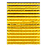Quantum 48" x 61" Gray Steel Louvered Panel with (165) 7 3/8" x 4 1/8" x 3" Yellow Bins QLP-4861-220-165YL