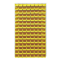 Quantum 36" x 61" Oyster White Steel Louvered Panel with (120) 7 3/8" x 4 1/8" x 3" Yellow Bins QLP-3661HC-220-120YL