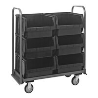 Quantum Magnum 42" x 18" x 47" Tote Truck with (6) 19 3/4" x 18 3/8" x 11 7/8" Black Bins and Casters MTT-1842-543BK