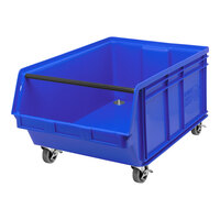 Quantum Magnum 29" x 18 3/8" x 14 7/8" Blue Mobile Storage Tote Bin QMS843MOBBL