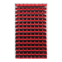 Quantum 36" x 61" Oyster White Steel Louvered Panel with (120) 7 3/8" x 4 1/8" x 3" Red Bins QLP-3661HC-220-120RD