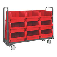 Quantum Magnum 60" x 18" x 47" Tote Truck with (9) 19 3/4" x 18 3/8" x 11 7/8" Red Bins and Casters MTT-1860-543RD