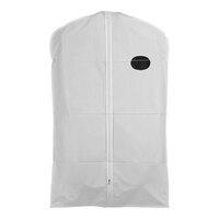 Econoco 20" x 40" White 3 Gauge Vinyl Zippered Garment Cover with Taffeta Finish, White Trim, and Oval Window 40/W