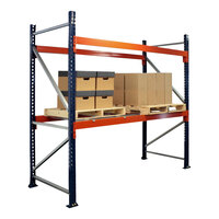 Interlake Mecalux 96" x 42" x 144" Blue / Orange Heavy-Duty Bolted Teardrop Pallet Rack Starter 3141444250E96S - 6,820 lb. Individual Shelf Capacity