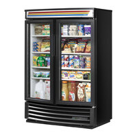 True GDM-35SL-RF-HC-LD 39 3/4" Radius Front Narrow / Low Profile Black Refrigerated Glass Door Merchandiser with LED Lighting