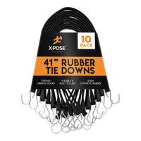 Xpose Safety 41" Black Heavy-Duty EPDM Rubber Tie Down Bungee Cords with Hooks TSEP-41-10 - 10/Pack