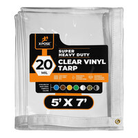 Xpose Safety 5' x 7' Clear Super Heavy-Duty Weatherproof 20 Mil PVC Vinyl Tarp CVT20-57