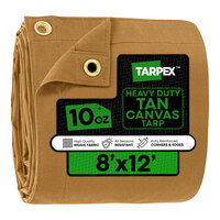 Tarpex 8' x 12' Tan Heavy-Duty Weatherproof 10 oz. Poly Canvas Tarp CTT10-TA-812