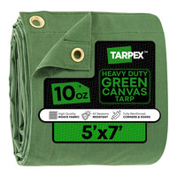 Tarpex 5' x 7' Green Heavy-Duty Weatherproof 10 oz. Poly Canvas Tarp CTG10-TA-57