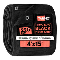 Tarpex 4' x 15' Black Heavy-Duty Weather-Resistant 6.5 oz. Multipurpose Polypropylene Mesh Tarp BMT-TA-415